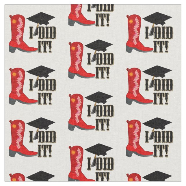 Red Cowboy Boot Graduation Fabric (Close Up)