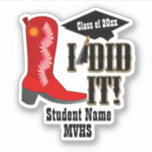 Red Cowboy Boot - Graduation Sticker