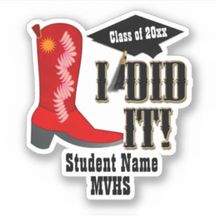 Red Cowboy Boot - Graduation Sticker