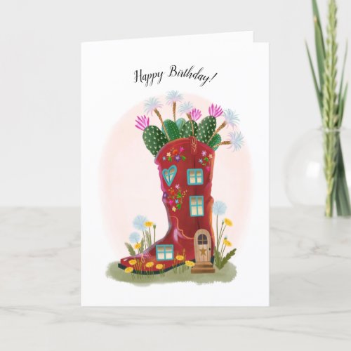 Red Cowboy Boot House Card