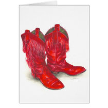 Red Cowboy Boots Blank Card