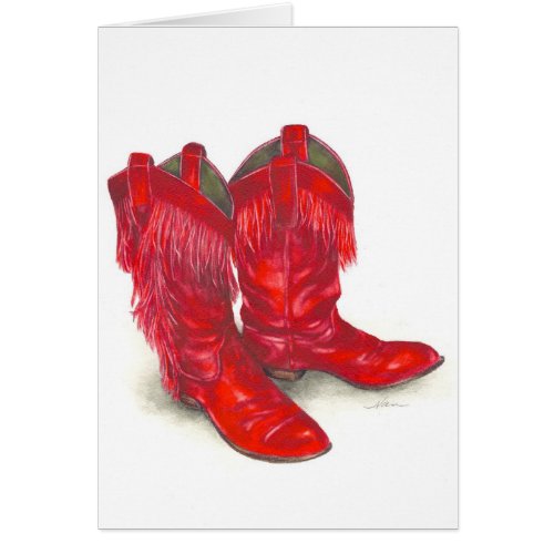 Red Cowboy Boots Blank Card