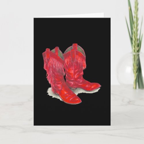 Red Cowboy Boots blank Greeting Card