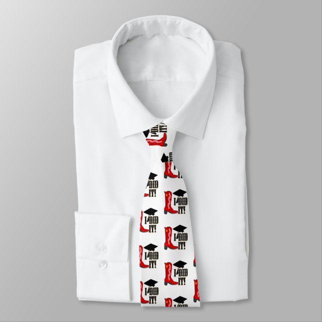 Red Cowboy Boots Graduation Neck Tie (Tied)
