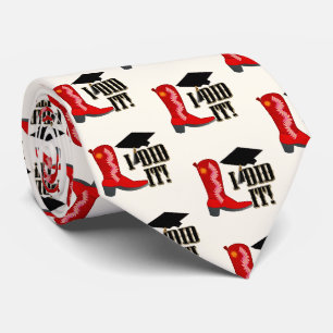 Red Cowboy Boots Graduation Neck Tie