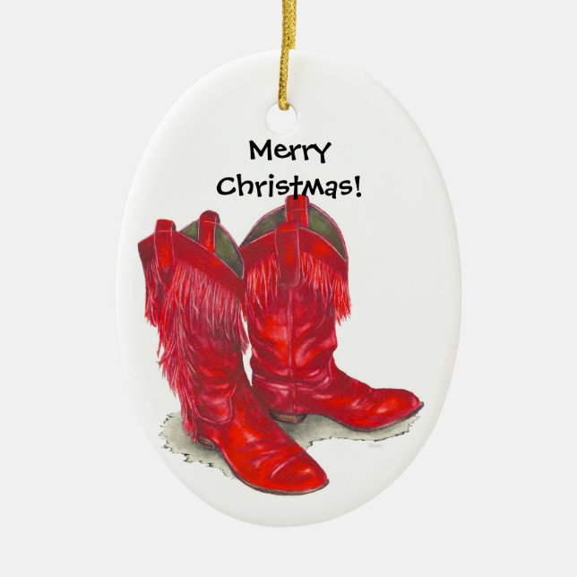Red Cowboy Boots ornament (Front)