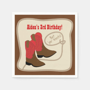 Red Cowboy Boots Western Birthday Party Paper Napkins