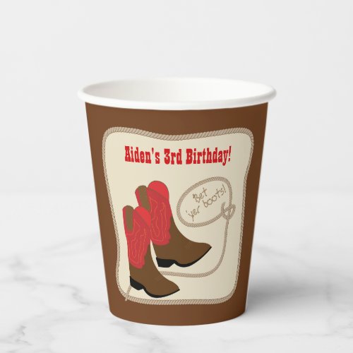 Red Cowboy Boots Western Boys Birthday Party Paper Cups