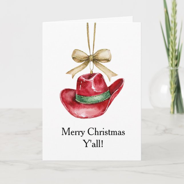 Red Cowboy Hat Christmas Card (Front)