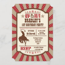 Red Cowboy Rodeo Birthday Party Invitation
