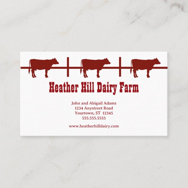 Red Cows Dairy Farm Country Ranch Farmer Business Card (Front)
