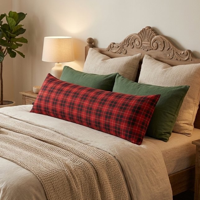 Red cozy Christmas plaid  Body Pillow (Creator Uploaded)