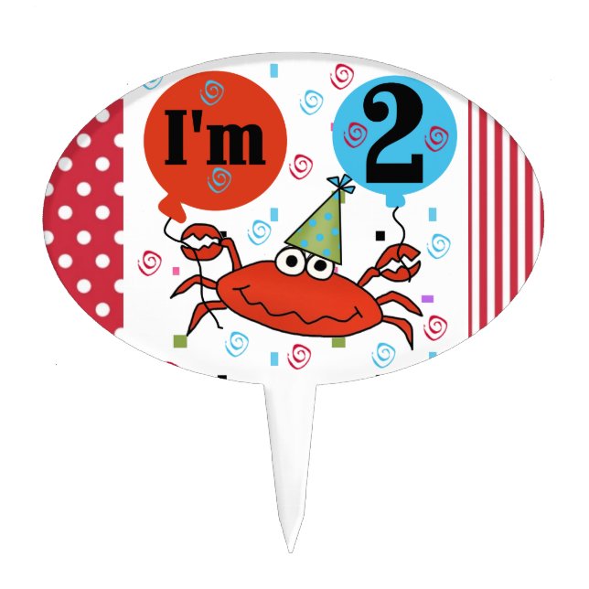 Red Crab 2nd Birthday Cake Topper (Front)