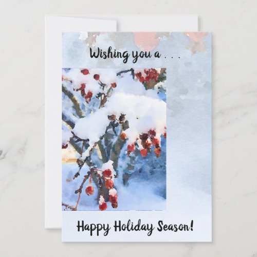 Red Crab Apple Berries in Snow Holiday Card