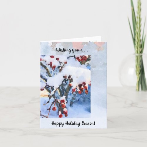 Red Crab Apple Berries in Snow Holiday Card