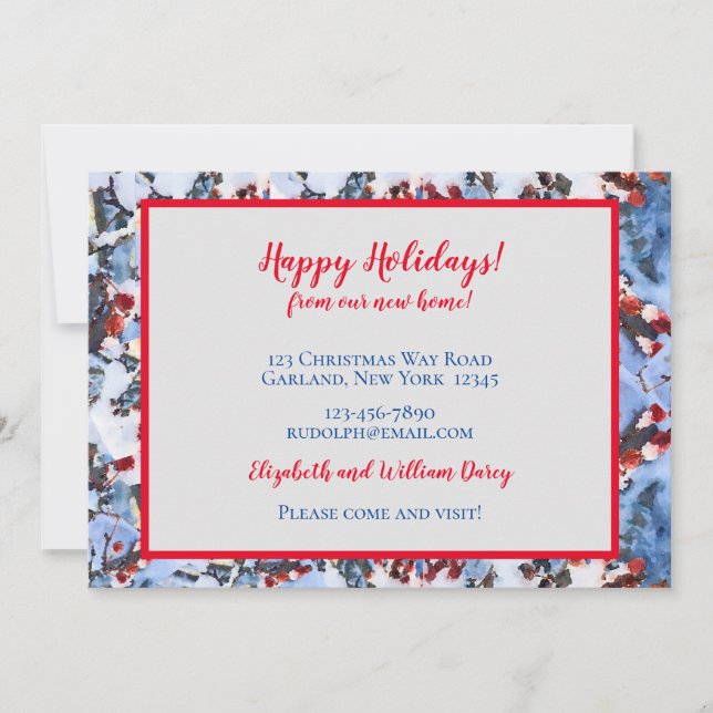 Red Crab Apple Berries in Snow New Home Card (Front)