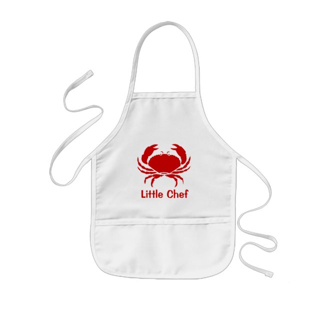 Red crab apron for kids | Personalizable with name (Front)