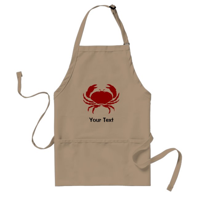 Red crab apron with personalizable text | beige (Front)