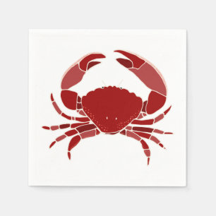 Red Crab Beach Coastal Wedding Napkins