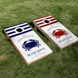 Red Crab Blue Crab Family Beach House Themed Cornhole Set