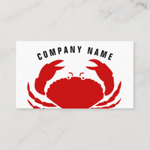 Red crab business card   Seafood logo template