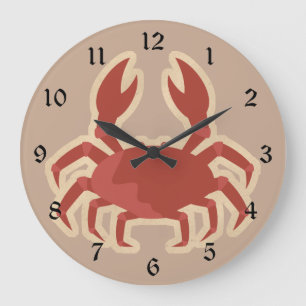 Red Crab Cartoon Large Clock