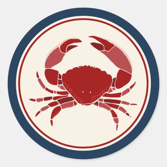Red Crab Classic Round Sticker (Front)