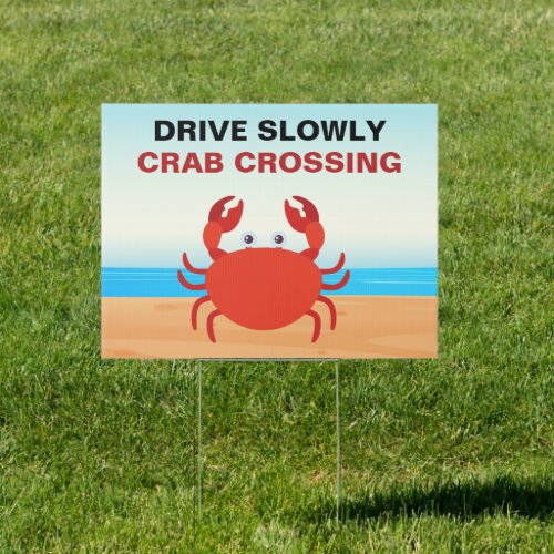 Red Crab Crossing Migration Drive Slowly Road Sign