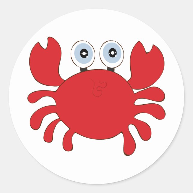Red Crab Cute Cartoon Animals Classic Round Sticker (Front)