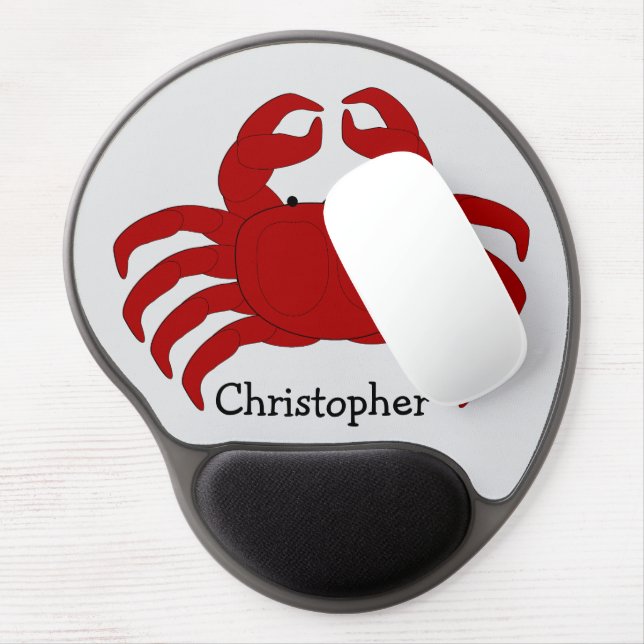 Red Crab Design Gel Mouse Pad (Left Side)