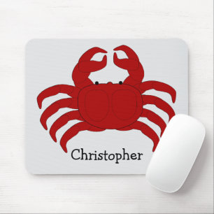 Red Crab Design Mouse Pad
