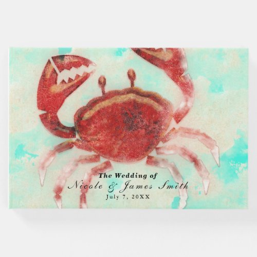 Red Crab Elegant Beach Personalized Wedding Party Guest Book