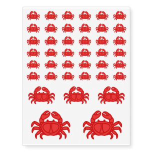Red Crab - Fish Prawn Crab Collection Temporary Tattoos