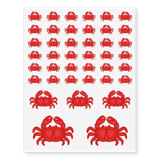 Red Crab - Fish Prawn Crab Collection Temporary Tattoos