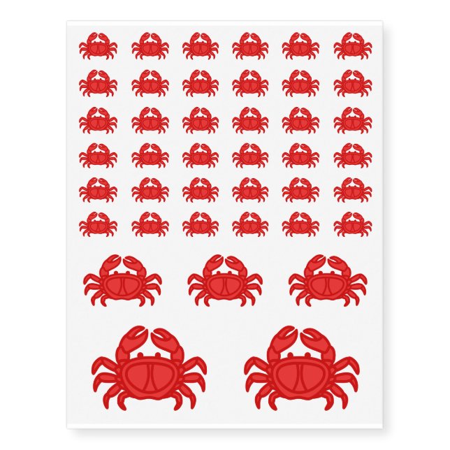 Red Crab - Fish Prawn Crab Collection Temporary Tattoos (Front)