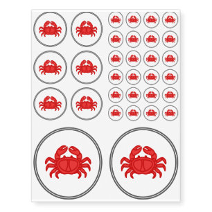 Red Crab - Fish Prawn Crab Collection Temporary Tattoos