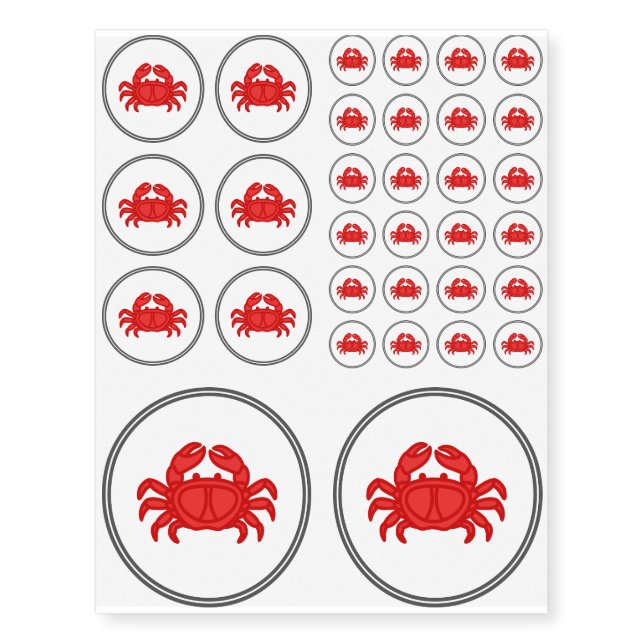 Red Crab - Fish Prawn Crab Collection Temporary Tattoos (Front)