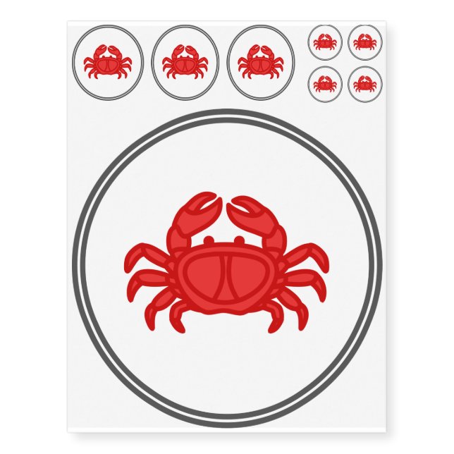 Red Crab - Fish Prawn Crab Collection Temporary Tattoos (Front)