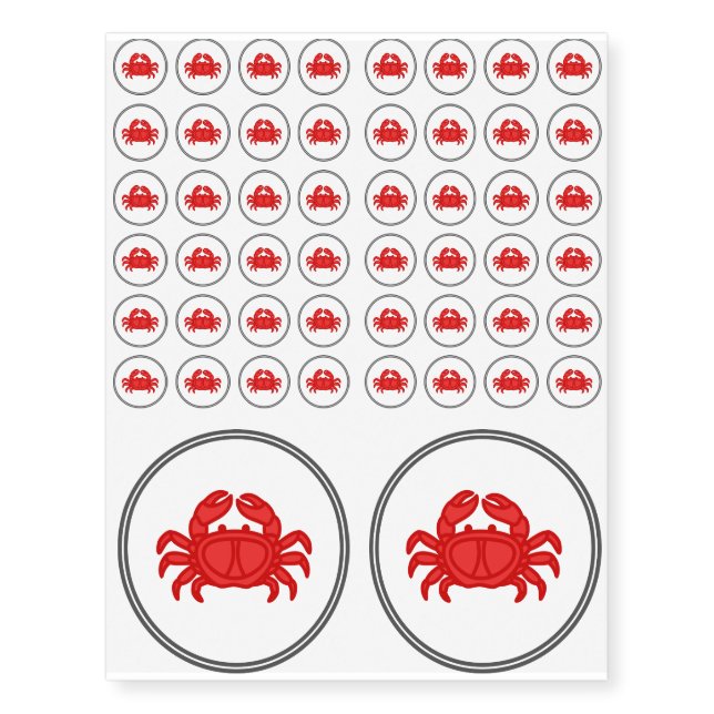 Red Crab - Fish Prawn Crab Collection Temporary Tattoos (Front)