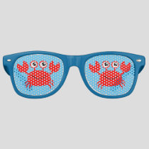 Red Crab Happy Beach Vacation Retro Sunglasses