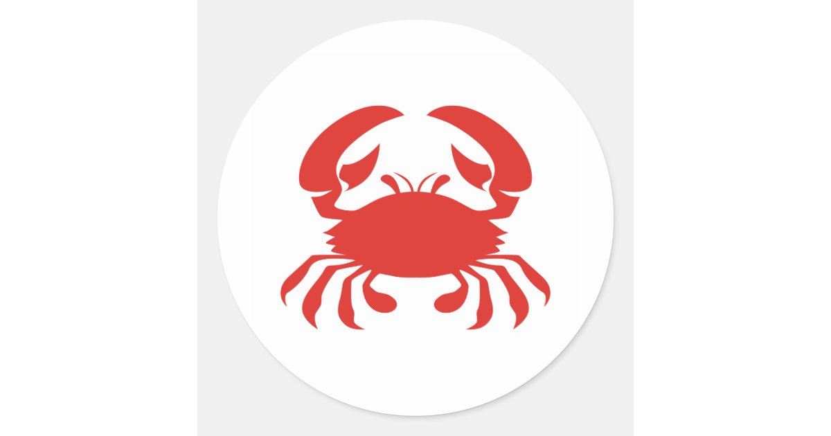 craft v invitations Zazzle Sticker Logo Round   Classic Red Crab
