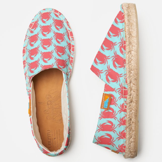 Red Crab Modern Marine Pattern | Nautical Espadrilles (Side)