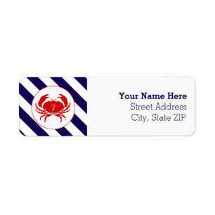 Red Crab Nautical Birthday Address Label