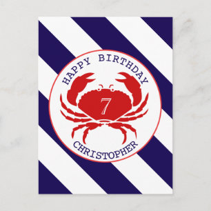 Red Crab Nautical Birthday Invitation
