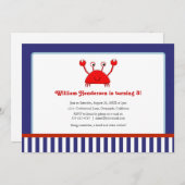 Red Crab Nautical Birthday Invitations (Front/Back)