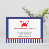Red Crab Nautical Birthday Invitations (Standing Front)