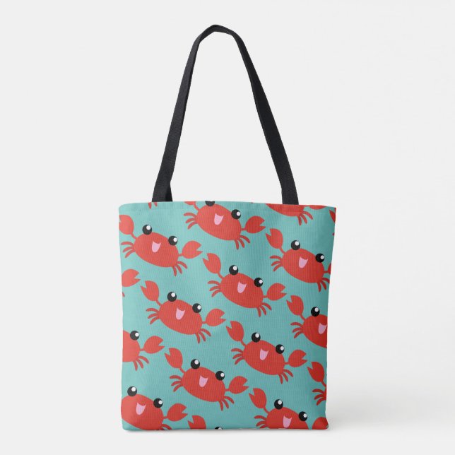 Red Crab Nautical Summer Beach Tote Bag (Back)