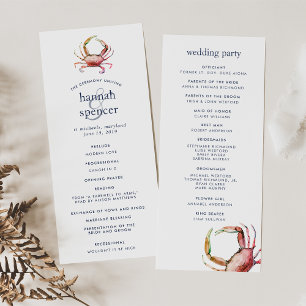 Red Crab   Nautical Wedding Ceremony Program