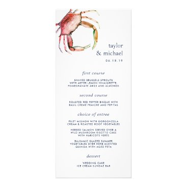 Red Crab | Nautical Wedding Menu Card Red Crab | Nautical Wedding Menu Card