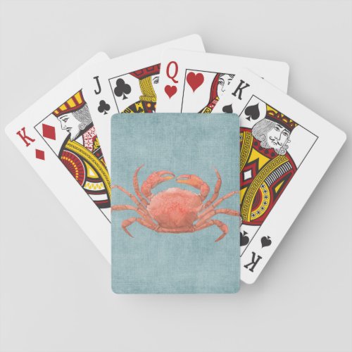 Red Crab on Denim Playing Cards